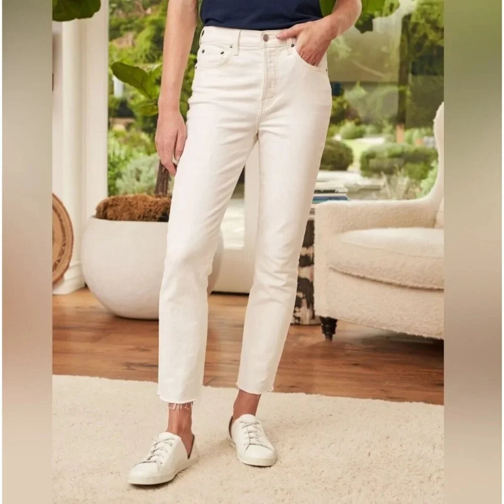 Frank & Eileen Cork Everyday Straight Leg White‎ Jeans Size 26